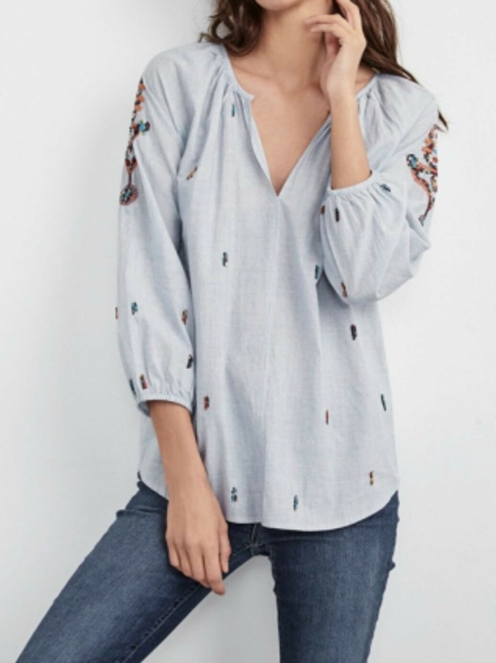 Anthropologie Velvet Graham and Spencer peasant Top
